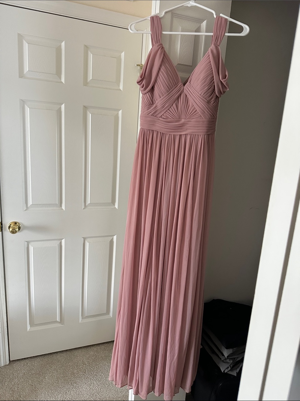 Azazie Dusty Rose Grecian style dress